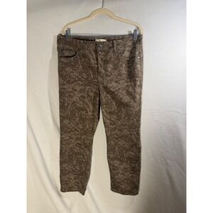 Miraclebody Women Brown Abstract Print Straight Leg Stretch Jeans Size 14 Camo
